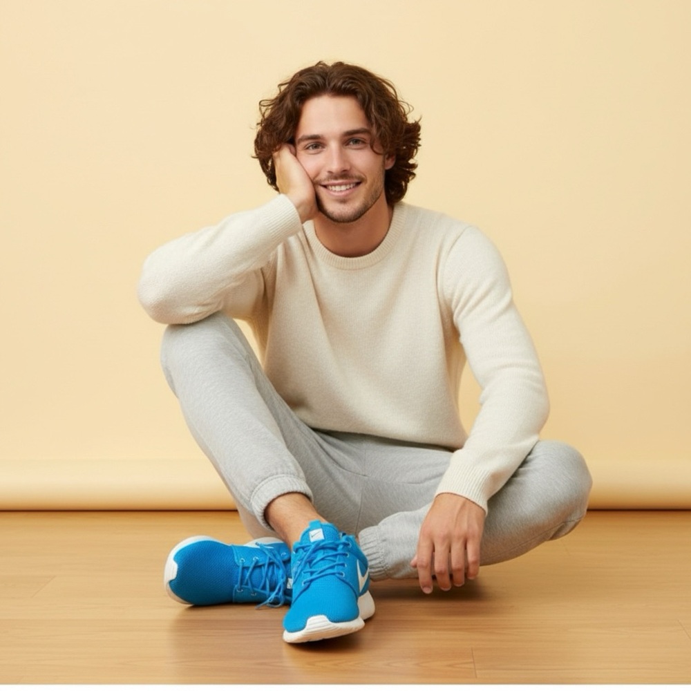 Nike Blue and White Sneakers with Athletic Silhouette